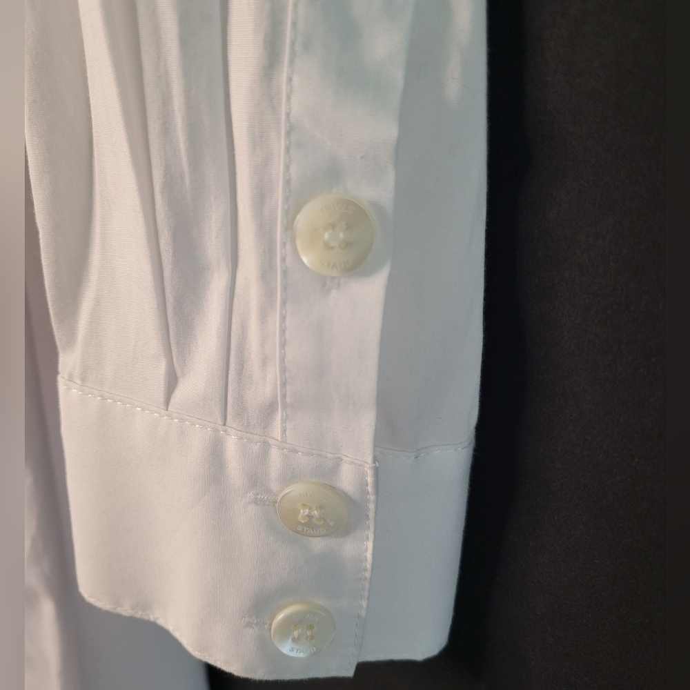 Staud Clea Mid Length White Button-Down Twisted Front Detail Size 6 NWT - Picture 6 of 12